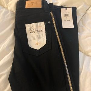 7 for all mankind Luxe Vintage black skinny ankle  silver/gold beading detail